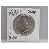 1922-D 90% Silv Peace $1 Dollar