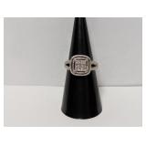 .925 Sterl Diamond Split Shank Dbl Halo Ring Sz 7