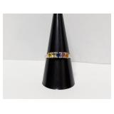.925 Sterl Rainbow Gemstones Ring Sz 9