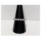 .925 Sterl Tacori Green Stone & CZ Band Sz 9