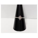 .925 Sterl Delicate Diamond Star Ring Sz 9
