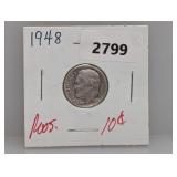 1948 90% Silv Roos Dime