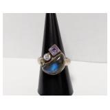 .925 Sterl Multi Stone Ring Sz 8.5