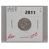 1958-D 90% Silv Roos Dime