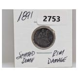 1891 90% Silv Seated Dime