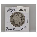 1903-S 90% Silv Barber Half $1 Dollar