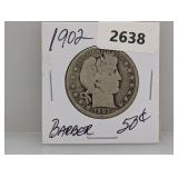 1902 90% Silv Barber Half $1 Dollar