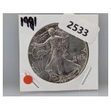 1991 1oz .999 Silv Eagle $1 Dollar
