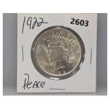 1922 90% Silv Peace $1 Dollar