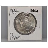 1922 90% Silv Peace $1 Dollar