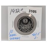 1972-F .625 Silv Germany 10 Mark