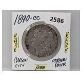 Rare 1890-CC 90% Silv Morgan $1 Dollar