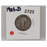 1929-D 90% Silv Liberty Quarter
