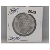 1887 90% Silv Morgan $1 Dollar