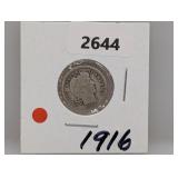 1916-S 90% Silv Barber Dime