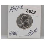 1947-D 90% Silv Wash Quarter