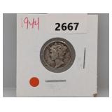 1944 90% Silv Mercury Dime