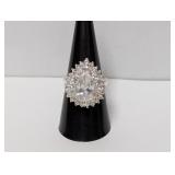 .925 Sterl Clear Stone Statement Ring Sz 8