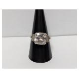 .925 Sterl CZ Stone Engagement Style Ring Sz 9