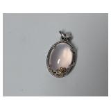 .925 Sterl Clear Stone Cabochon Pendant