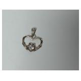 .925 Sterl Clear Stone Claddagh Pendant