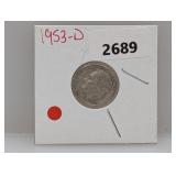 1953-D 90% Silv Roos Dime