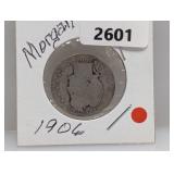 1906 90% Silv Barber Quarter