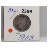 1903 90% Silv Barber Quarter