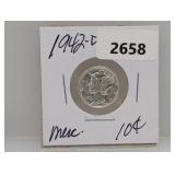 1942-D 90% Silv Mercury Dime