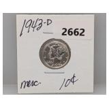 1943-D 90% Silv Mercury Dime