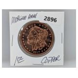 1oz .999 Copper Morgue Ann Round