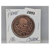 1oz .999 Copper Pirate Round