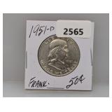 1951-D 90% Silv Franklin Half $1