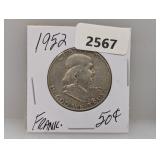 1952 90% Silv Franklin Half $1