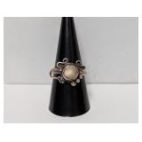 .925 Sterl Cabochon Center Ring Sz 9