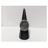 .925 Sterl Oval Faceted Cut Gem Ring Sz 7