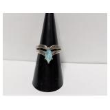 .925 Sterl Pale Blue Marquise Shape Ring Sz 6.5