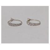 .925 Sterl Clear Stone Hoop Earrings