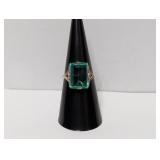 .935 Silv Pale Green Vtg Style Ring Sz 7.5