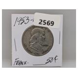 1953-D 90% Silv Franklin Half $1