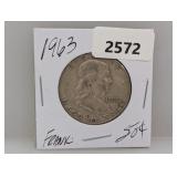 1963 90% Silv Franklin Half $1