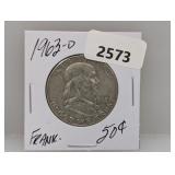 1963-D 90% Silv Franklin Half $1