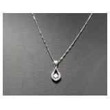 18" .925 Sterl Chain w/Teardrop Crystal Pendant
