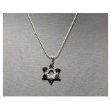 18" .925 Sterl Chain w/Red Star Pendant