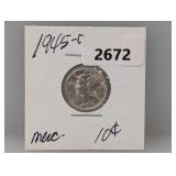 1945-D 90% Silv Mercury Dime