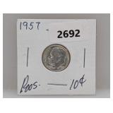 1957 90% Silv Roos Dime