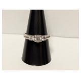 .925 Sterl Clear Stone Engagement Ring Sz 8