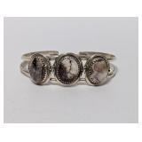 .925 Sterl Triple Stone Cuff Bracelet