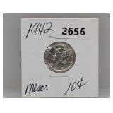 1942 90% Silv Mercury Dime
