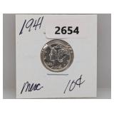1941 90% Silv Mercury Dime